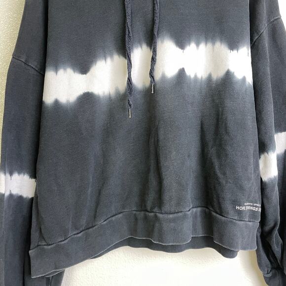 All Saints Rihan Hoody Womens Medium Black Tie Dye Faded Washed Pullover Crop * - Picture 4 of 10